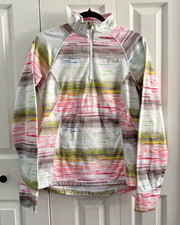 Fila Sport Performance Womens White  pink Long Sleeve 1/4 Zip Pullover Size M