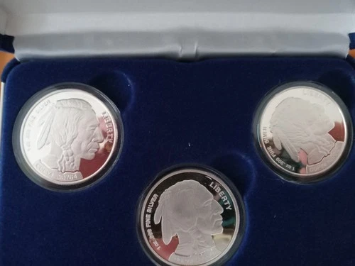 Silver Buffalo .999 1oz Rounds National Collectors Mint 3 total rounds