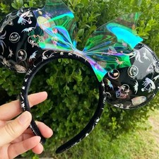 Disney- Parks Nightmare Before Christmas Minnie Ears Pink Bow Halloween Headband