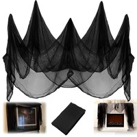 Halloween Deko Stoff 200X800Cm Schwarz Gruseltuch Dekogewebe Fetzenstoff