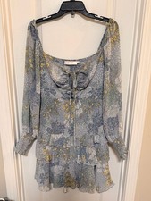 ASTR the Label Marietta Cut Out Floral Print Smocked Tiered Ruffle Mini Dress