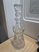  Cut Glass Thistle Crystal Decanter with Stopper 13in Tall Elegant Design 