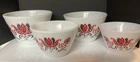 Vintage 1950’s Fire King “Modern Tulips” 4 Glass Nesting Bowls AnchorHocking USA