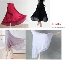 Desdemona Dance Girls Women Chiffon Wrap Ballet Long Sheer Skirt with Ties