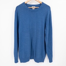 LL Bean Blue Cotton Crewneck Sweater Mens Large Tall LT Classic Preppy Grandpa
