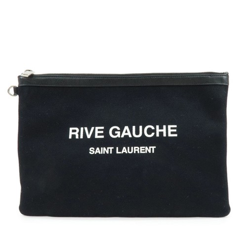 SAINT LAURENT PARIS Canvas Leather Clutch Bag 581369 Authentic Used