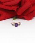 Sterling Silver Unique Amethyst Ring Size 5 2.47g Cat Rescue
