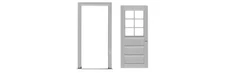 Tichy 2041 O 6 Lite Door and Frame 36" W x 84" H W/Glazing & Shades (Pack of 2)