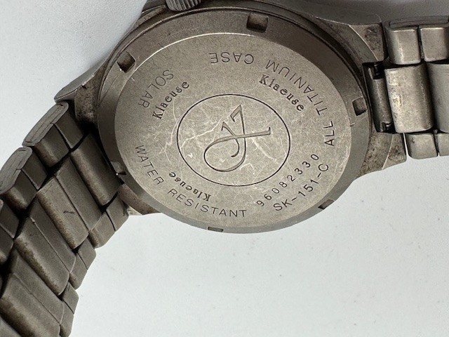 Unisex Klaeuse TITANIUM Titan Solar SK-151-C Silver Tone Date Watch WORKS View 3