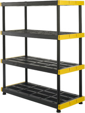 Black & Yellow, 4-Tier Heavy Duty Plastic Storage Shelving Unit, 200Lbs/Shelf (5