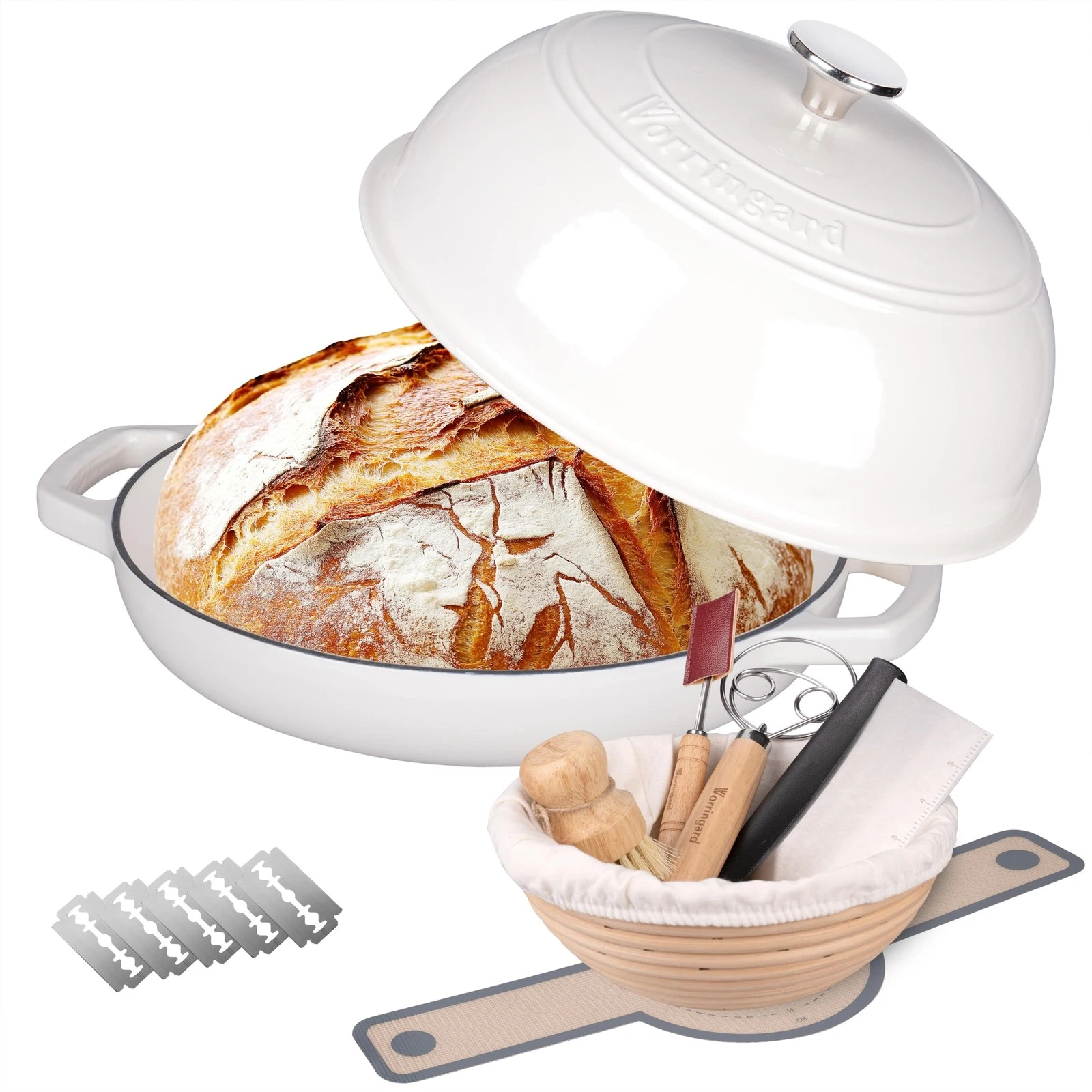 VORRINGARD Enameled Cast Iron Dutch Oven Pot with Lid, Bread Oven for Sourdou...