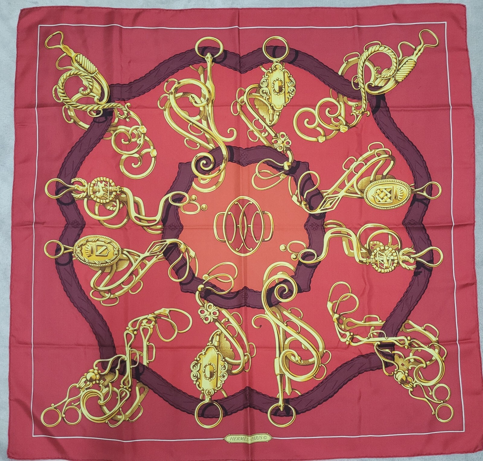 Vintage HERMES silk scarf,Hermes Profile Sellier scar… Gem