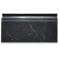 N06P Nero Marquina Black Marble Skirting Baseboard Trim Molding Polished