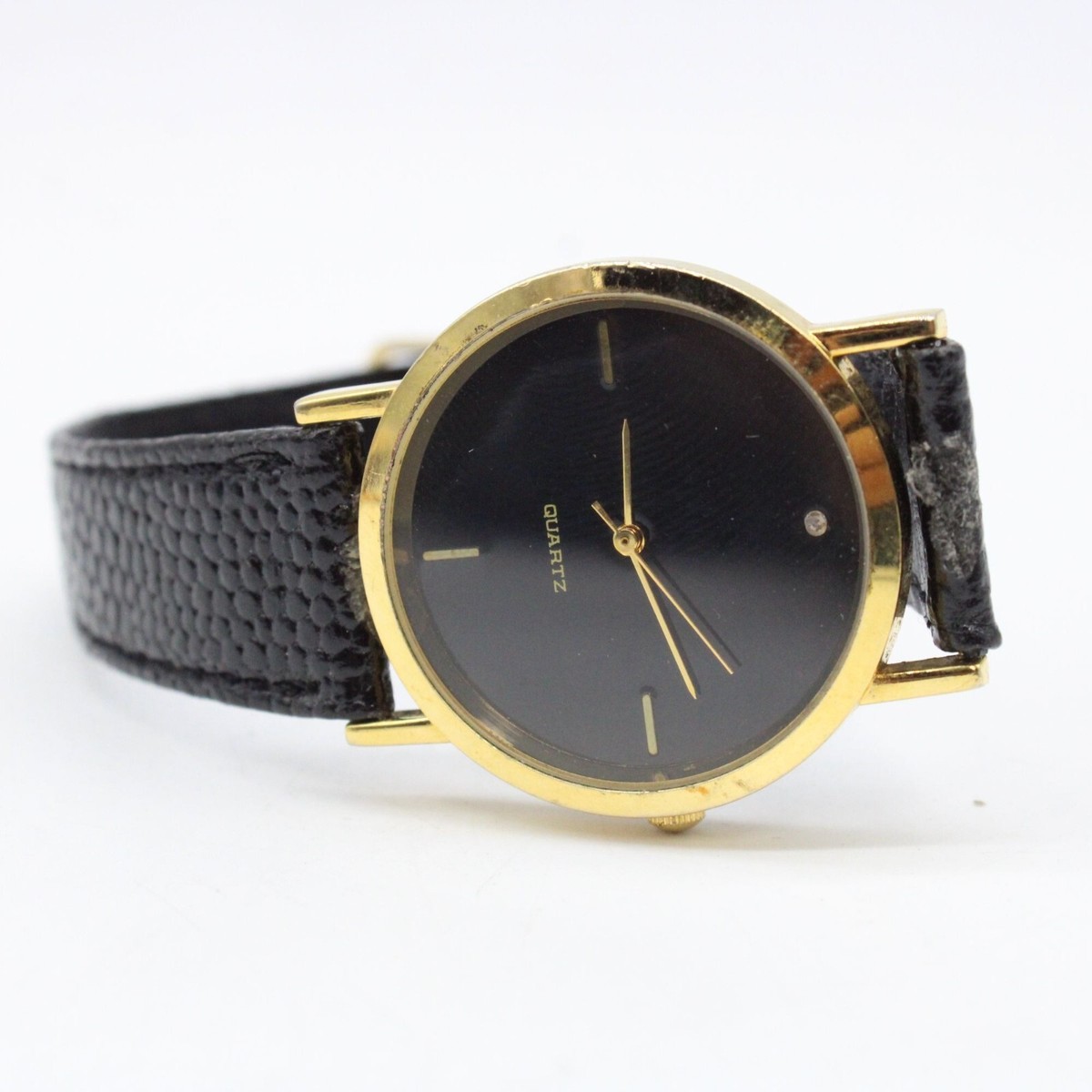 Diamond Quartz Black Dial Gold-Tone Accent Watch And Another Rare Vintage Vintage diamond quartz watch for women | Mercari main image 2