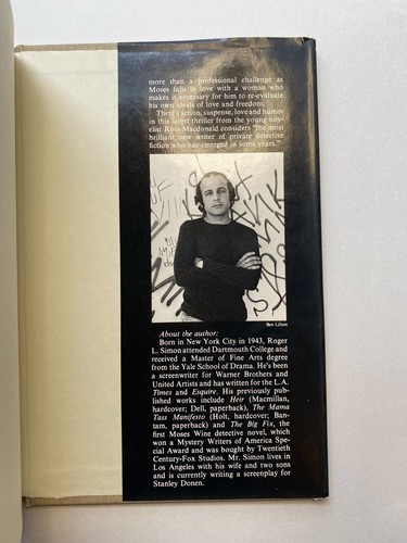 Moses Wine in Wild Turkey Roger Simon 1974 Hardcover with DJ - Picture 5 of 9
