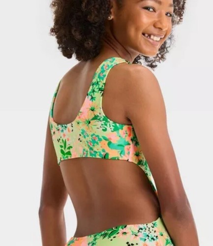 Art Class Girls One Piece Swim Suit Cut Out Size S 6/7 Tropical Multi Colors - Picture 3 of 9