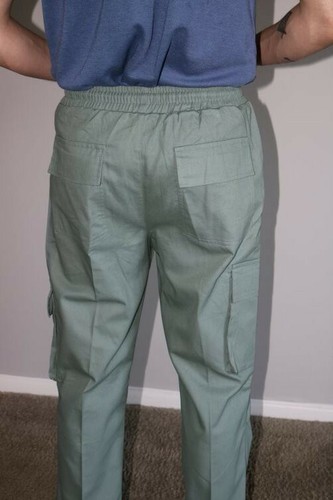 Shein Men Cargo Pants Elastic Waist Casual Solid Pocket Drawstring Trousers Sz M - Picture 4 of 11
