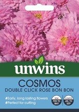 Unwins Pictorial Packet - Cosmos Double Click Rose Bon Bon - 10 Seeds