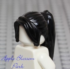 NEW Lego Female Minifig BLACK PONYTAIL HAIR Long Bangs Princess Pirate Head Gear