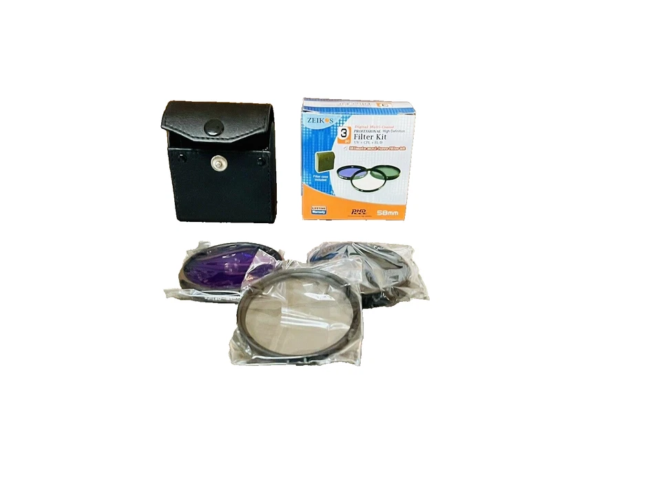 LOT Zeikos 58mm Multi-Coated 3 Piece Filter Kit (UV-CPL-FLD) Photo Camera lens - Image 2 of 4