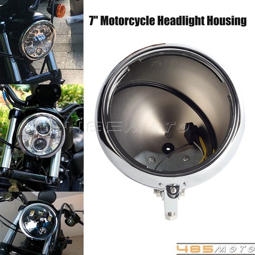 7" Chrome Headlight Lamp Bucket Housing Cover For Harley Softail Heritage Fatboy eBay