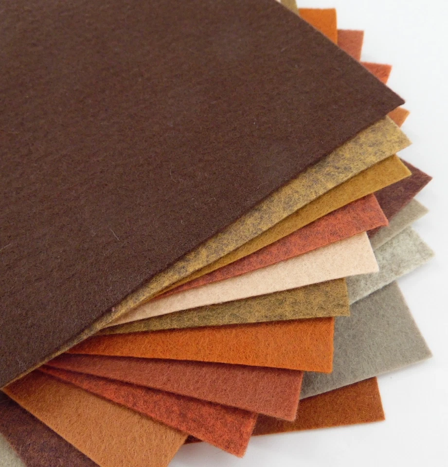 OVER THE RIVER FELT 15 - 9"X12" Brown Colors Collection - Merino Wool blend Felt Sheets