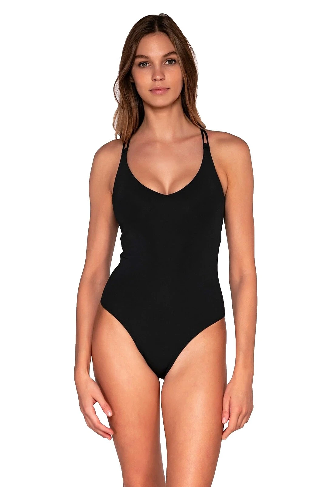 Nylon Black One Piece Swimwear for Women