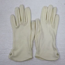 VINTAGE WOMEN'S IVORY CREAM SHORT DRESS GLOVES - SIZE XS/S