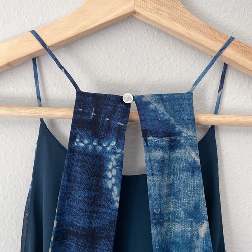 Polo Ralph Lauren Silk Shibori Top Women's Size 10 Indigo Blue Tie Dye Batik NWT - Picture 8 of 13