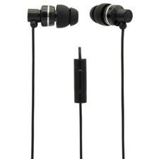 NEW MOBILESPEC MBS10131 STEREO METAL EARBUDS WITH IN-LINE MIC BLACK w/ Case