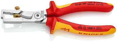 Knipex 13 66 180 VDE isolierte StriX Abisolierzange mit Kabelschere 180 mm