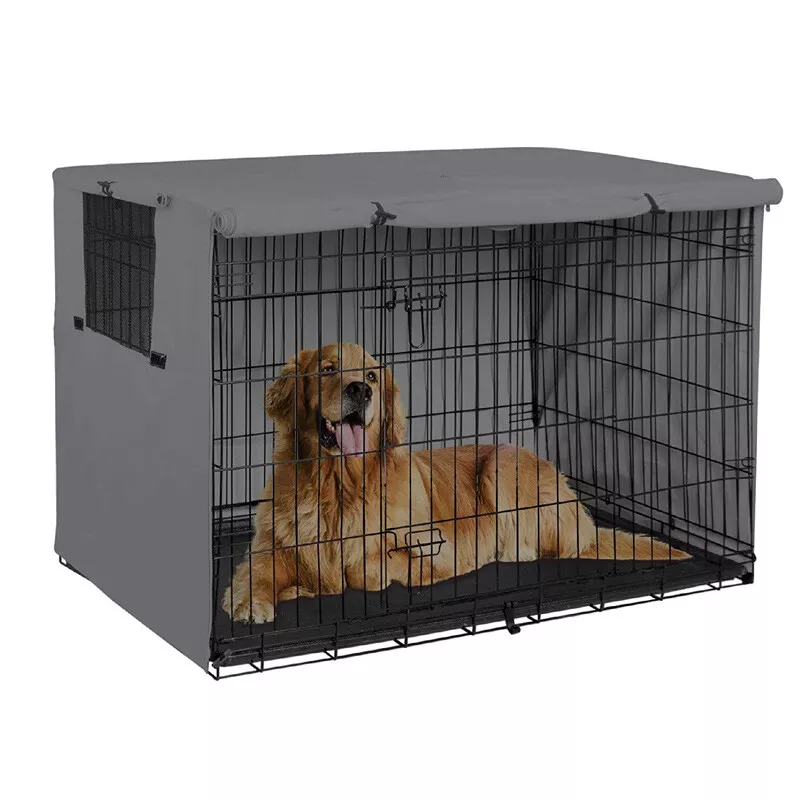 Universal Fit Dog Crate Cover with Side Windows, Pet Polyester Pet Kennel  XS-XL