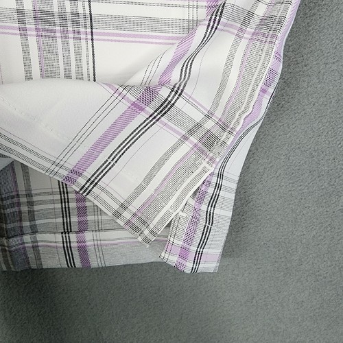 George Microfiber Woven Button Up Shirt Men's Size Small 54-56 Purple Plaid - Picture 2 of 8