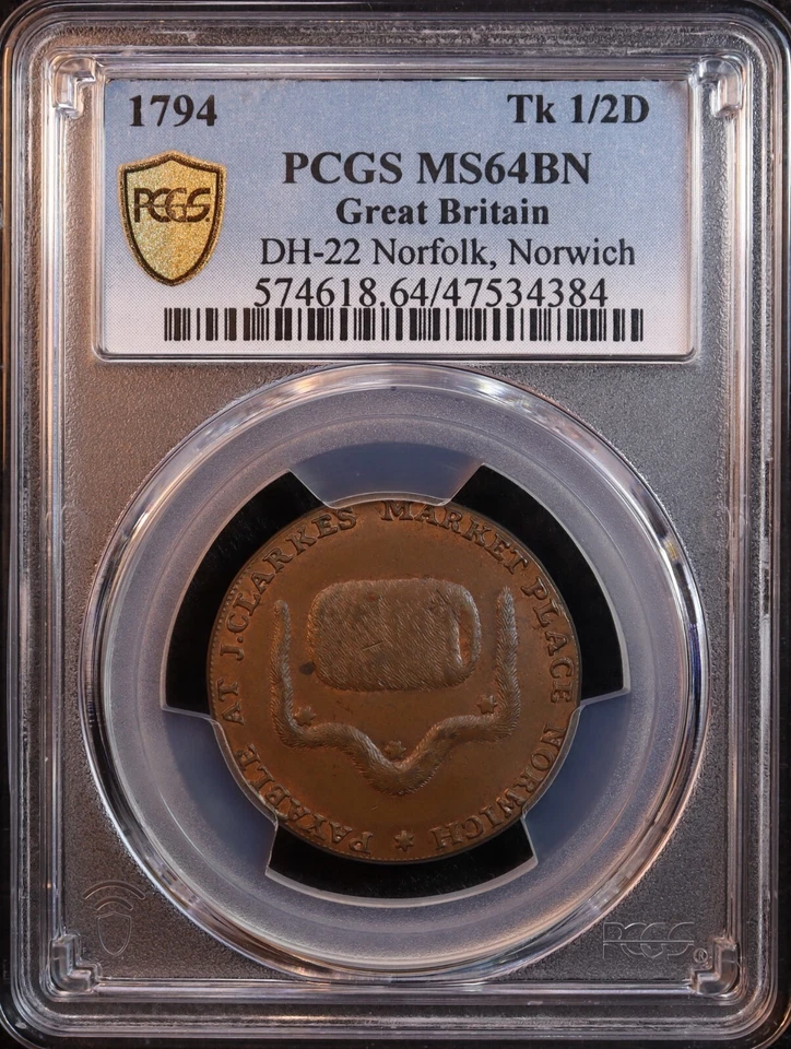 1794 Great Britian Norfolk, Norwich Conder 1/2 Penny - PCGS MS64 - Rare Top POP! - Image 4 of 4