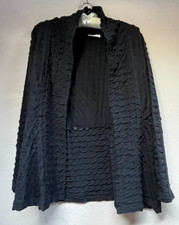 Komil Womens Cotton Textured Weave Open Front Cardigan Jacket Size Large Black