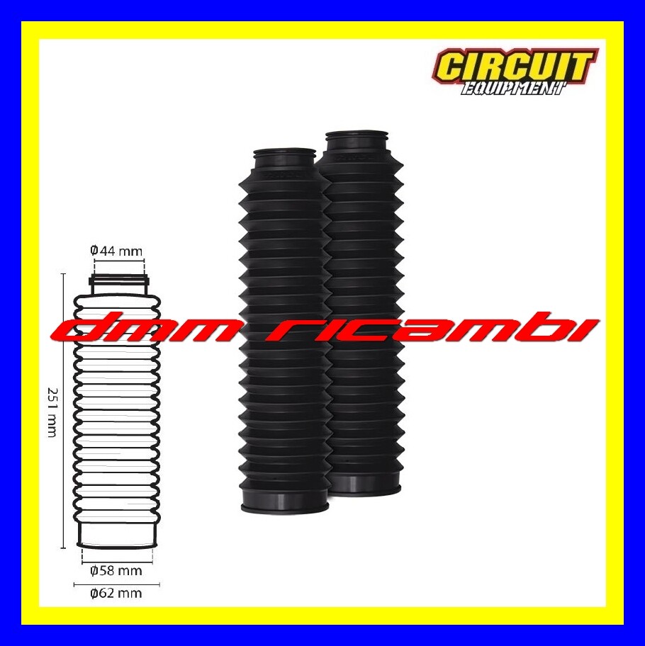 Soffietti forcella Moto CIRCUIT universali 44/58-251 mm. Neri Enduro Cafè Racer