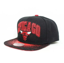 Chicago Bulls Hat Mitchell  Ness Snapback Black Red Logo Bill NBA Cap New
