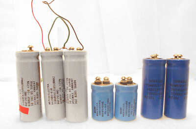 Capacitors Mepco 50 VDC, Sprague 40DC, Mallory Max 75 VDC, Vintage, Lot of 7  