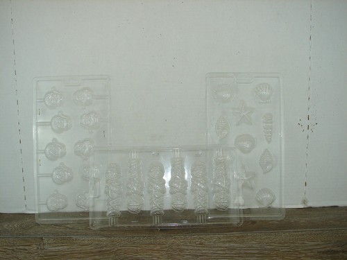Wilton candy molds, lot of 3 Santa Lollipop, Mummy Lollipop. and Sea Shell Candy