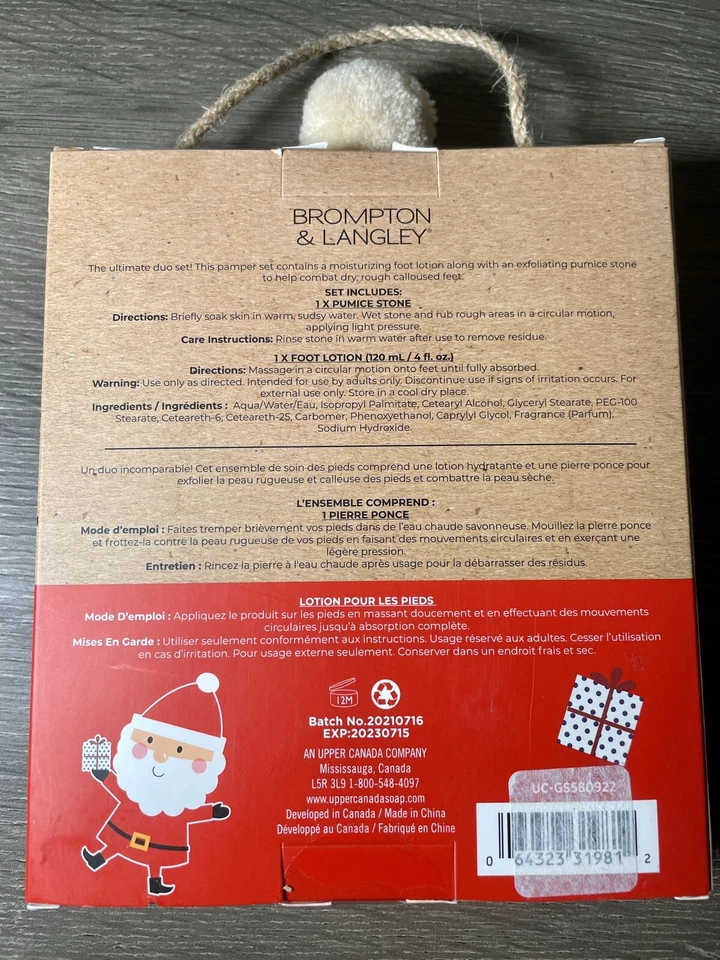 Holiday Foot Lotion & Pumice Stone Gift Set - Brompton & Langley - Image 3 of 4