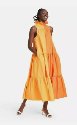 christopher john rogers orange dress Christopher John Rogers For Target Orange Two -Tone Tiered Dress Size XXS  NWT