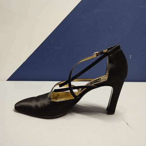 Nicole Miller Stiletto Strappy Heels Sandals Womens Size 6.5M Black Pointed Toe - Picture 10 of 14
