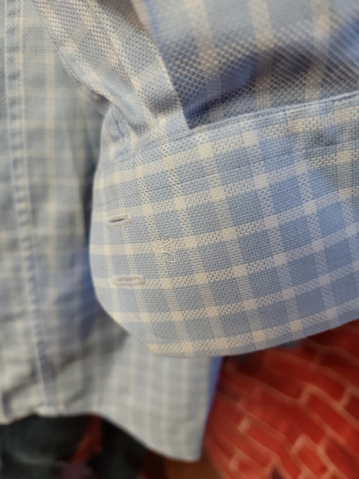 Camisa para hombre VAN LAACK ROYAL Reno ALTA azul a cuadros pecho 51" largo 37" #WM1 Foto 4 de 4