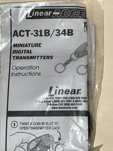 Linear MegaCode Block Coded Key Ring Transmitter, 1-Channel (ACT-31B) - Picture 3 of 8
