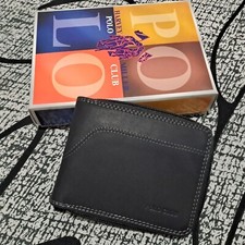Portafoglio uomo POLO CLUB pelle con chiusura zip protezione RFID nero