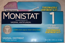 1-Day Yeast Infection Treatment Prefilled 6.5% Tioconazole Ointment Exp 2/25