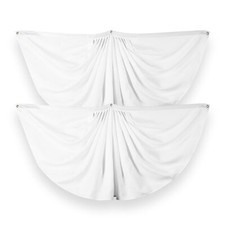 G128 2 Pack: Solid White Color Pleated Fan Flag 3x6 Ft Printed 150D Polyester