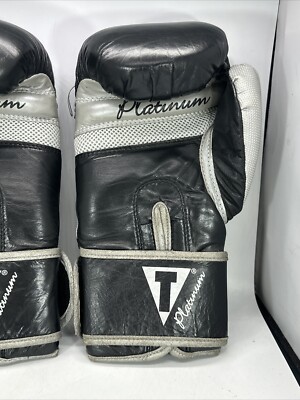 Title Platinum Genuine Leather Vintage Boxing Gloves Black - 14 oz