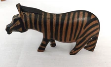 VTG Zebra Carved Wooden Sculpture Figure Wood 4" Hand Carved