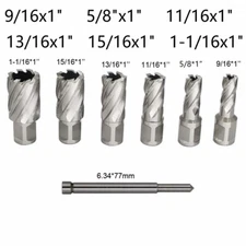 6pc Set Annular Cutter 3/4" Weldon Shank 9/16 11/16 5/16 5/8 Magnetic Drill Bit